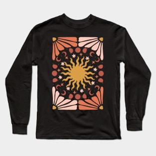 Celestial Sun and Moon Terracotta Long Sleeve T-Shirt